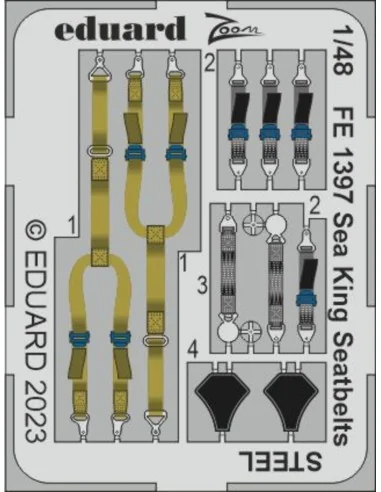 Sea King seatbelts STEEL 1/48 AIRFIX, 1/48 - Eduard Accessories FE1397