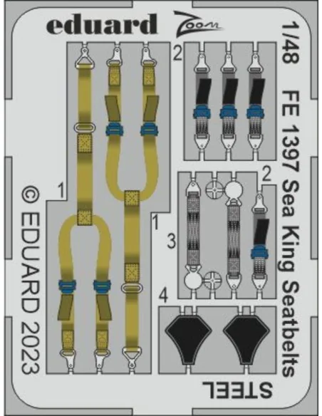 Sea King seatbelts STEEL 1/48 AIRFIX, 1/48 - Eduard Accessories FE1397