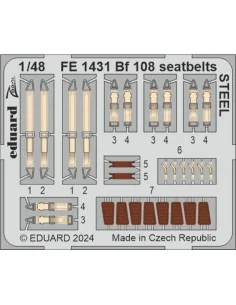 Bf 108 seatbelts STEEL 1/48 EDUARD, 1/48 - Eduard Accessories FE1431