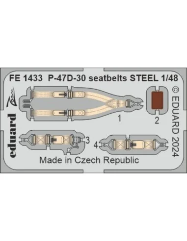 P-47D-30 seatbelts STEEL 1/48 MINIART, 1/48 - Eduard Accessories FE...