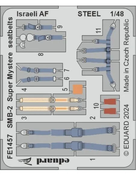 [NO_DESC] SMB-2 Super Mystere seatbelts Israeli AF STEEL, 1/48 - Ed...