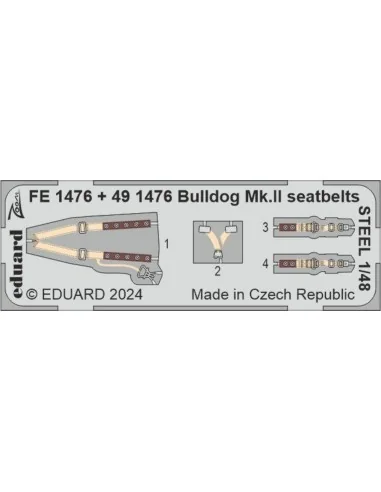 Bulldog Mk.II seatbelts STEEL, 1/48 - Eduard Accessories FE1476