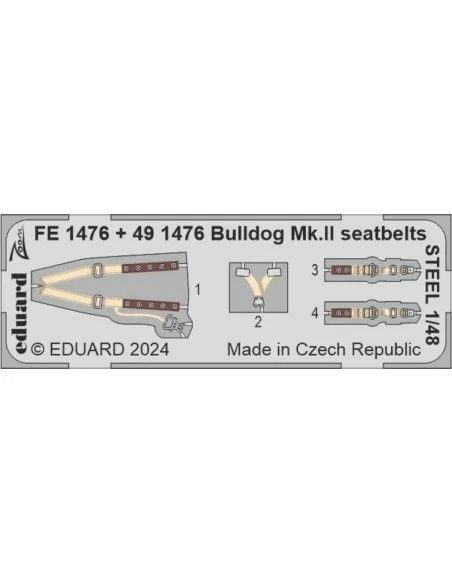 Bulldog Mk.II seatbelts STEEL, 1/48 - Eduard Accessories FE1476