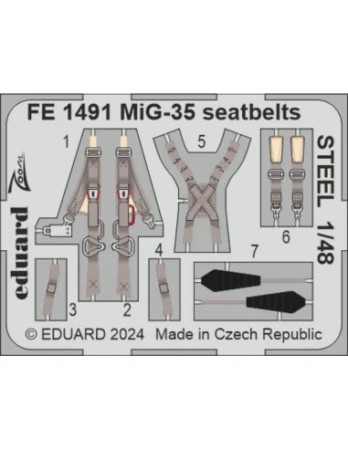 MiG-35 seatbelts STEEL HOBBY BOSS, 1/48 - Eduard Accessories FE1491