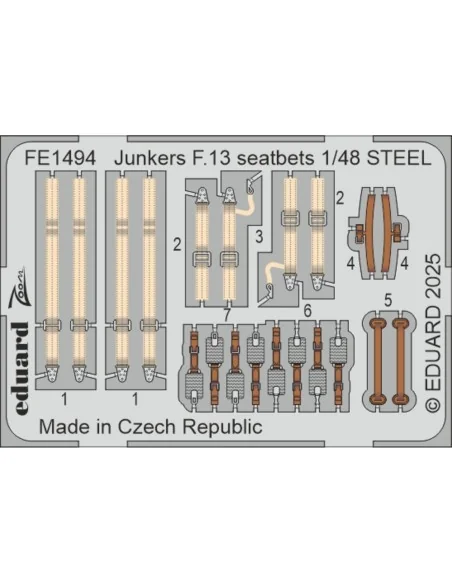 Junkers F.13 seatbelts STEEL MINIART, 1/48 - Eduard Accessories FE1494