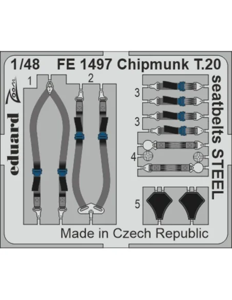 Chipmunk T.20 seatbelts STEEL AIRFIX, 1/48 - Eduard Accessories FE1497