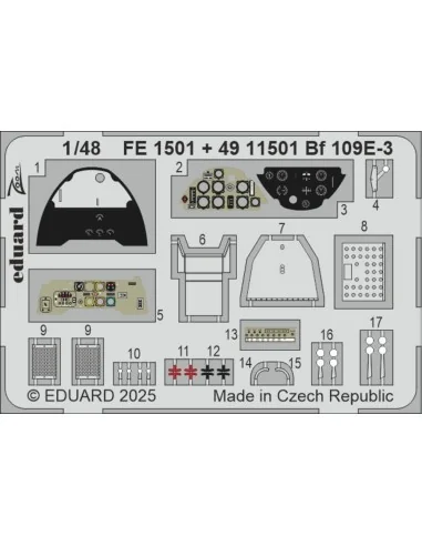 Bf 109E-3 HOBBY BOSS, 1/48 - Eduard Accessories FE1501