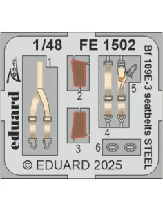 Bf 109E-3 seatbelts STEEL HOBBY BOSS, 1/48 - Eduard Accessories FE1502