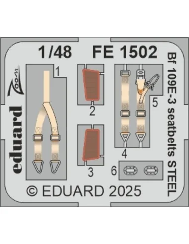 [NO_DESC] Bf 109E-3 seatbelts STEEL HOBBY BOSS, 1/48 - Eduard Acces...