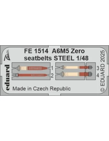A6M5 Zero seatbelts STEEL FINE MOLDS, 1/48 - Eduard Accessories FE1514