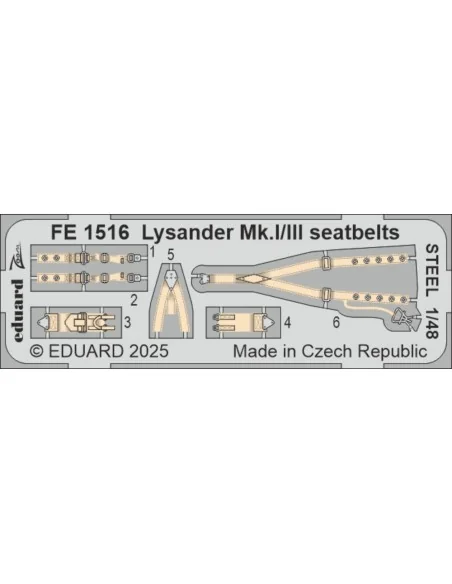 Lysander Mk.I/III seatbelts STEEL AIRFIX, 1/48 - Eduard Accessories...