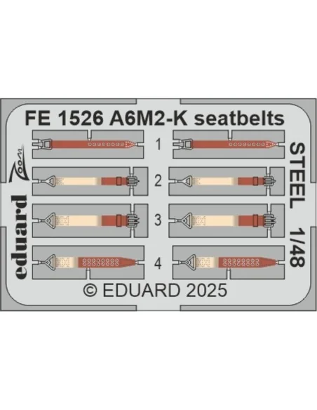 A6M2-K seatbelts STEEL EDUARD, 1/48 - Eduard Accessories FE1526