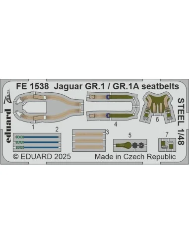 Jaguar GR.1 / GR.1A seatbelts STEEL AIRFIX, 1/48 - Eduard Accessori...