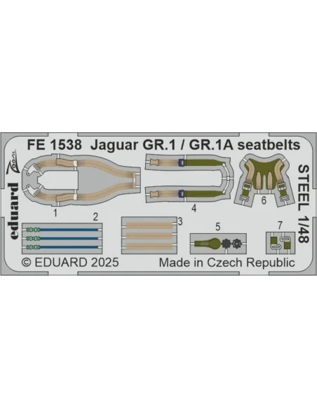 Jaguar GR.1 / GR.1A seatbelts STEEL AIRFIX, 1/48 - Eduard Accessori...