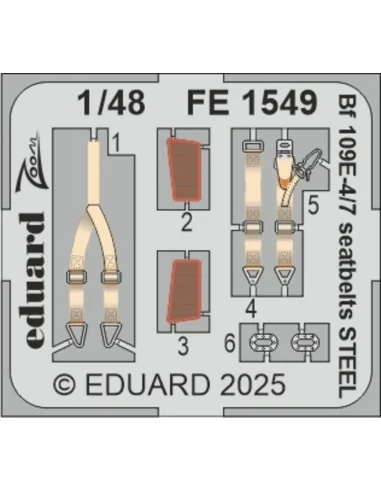Bf 109E-4/7 seatbelts STEEL TAMIYA, 1/48 - Eduard Accessories FE1549