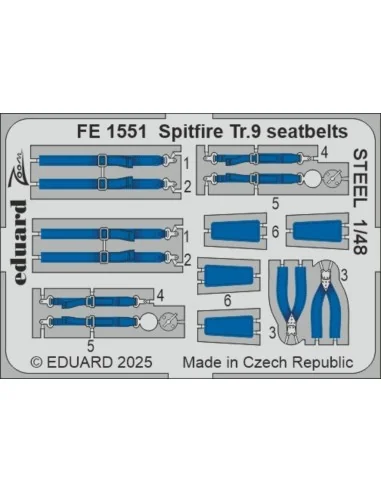 Spitfire Tr.9 seatbelts STEEL AIRFIX, 1/48 - Eduard Accessories FE1551