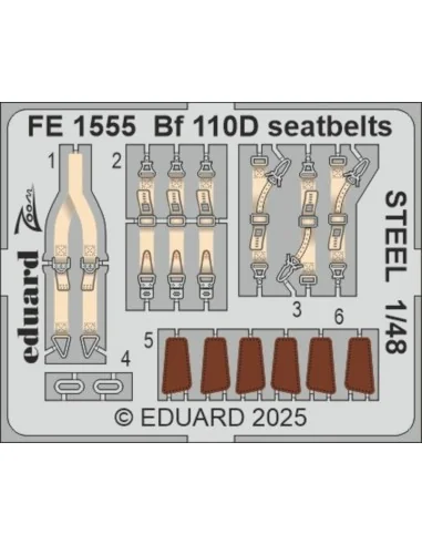 Bf 110D seatbelts STEEL EDUARD, 1/48 - Eduard Accessories FE1555