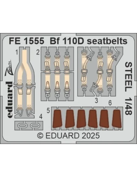 Bf 110D seatbelts STEEL EDUARD, 1/48 - Eduard Accessories FE1555