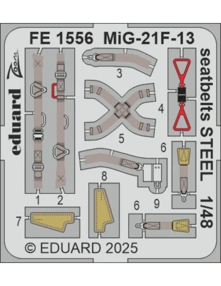 MiG-21F-13 seatbelts STEEL 1/48 for Eduard, 1/48 - Eduard Accessori...