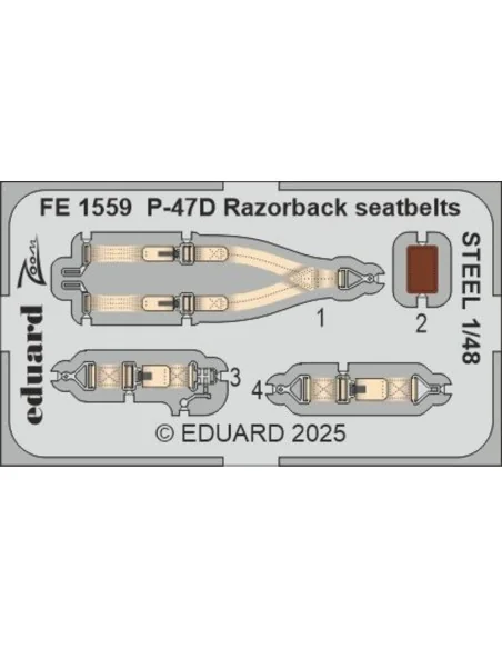 P-47D Razorback seatbelts STEEL for Miniart, 1/48 - Eduard Accessor...