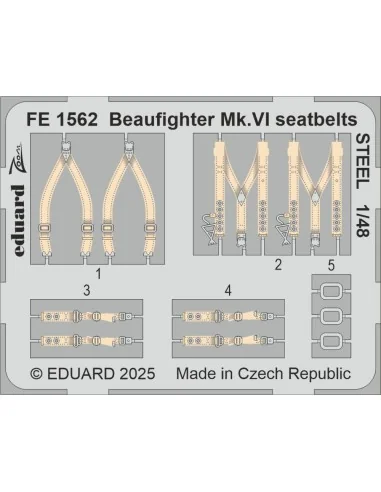 [NO_DESC] Beaufighter Mk.VI seatbelts STEEL for Revell, 1/48 - Edua...