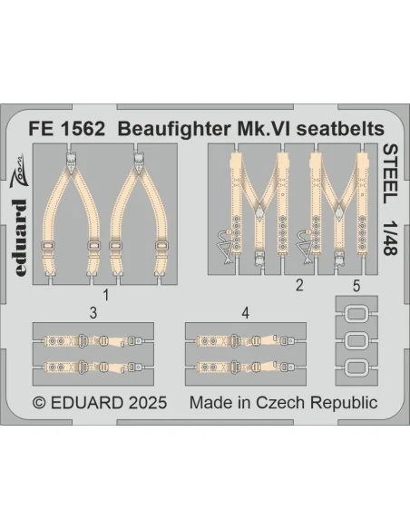 Beaufighter Mk.VI seatbelts STEEL for Revell, 1/48 - Eduard Accesso...