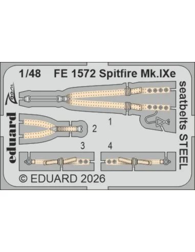 Spitfire Mk.IXe seatbelts STEEL for Airfix, 1/48 - Eduard Accessori...