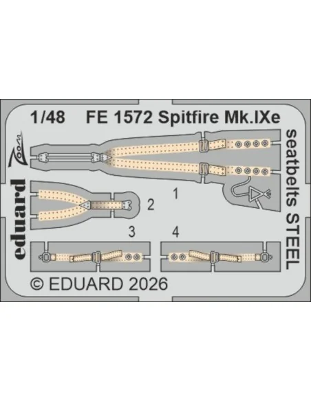 Spitfire Mk.IXe seatbelts STEEL for Airfix, 1/48 - Eduard Accessori...
