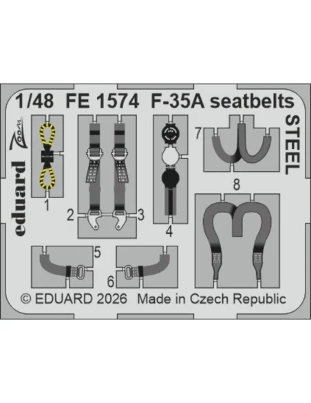 F-35A seatbelts STEEL for Italeri, 1/48 - Eduard Accessories FE1574
