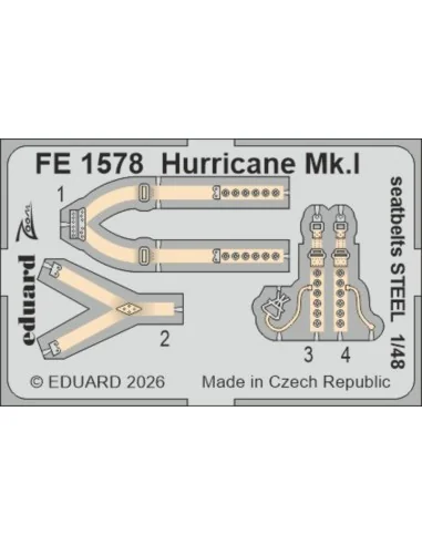 Hurricane Mk.I seatbelts STEEL for Arma Hobby, 1/48 - Eduard Access...
