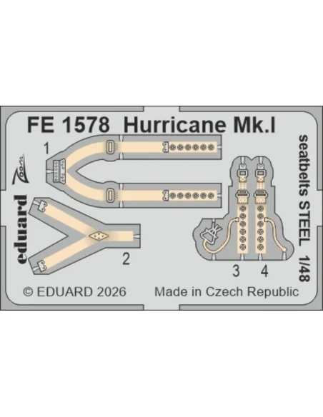 Hurricane Mk.I seatbelts STEEL for Arma Hobby, 1/48 - Eduard Access...