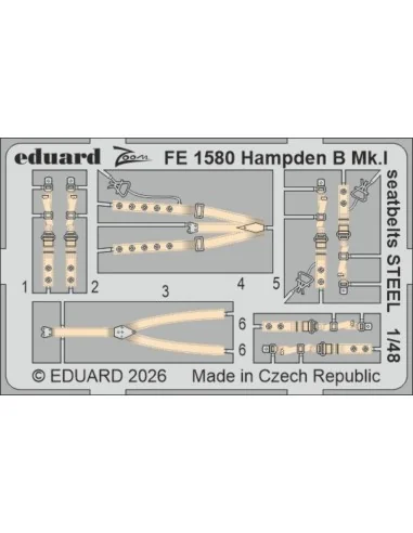 Hampden B Mk.I seatbelts STEEL for ICM, 1/48 - Eduard Accessories F...