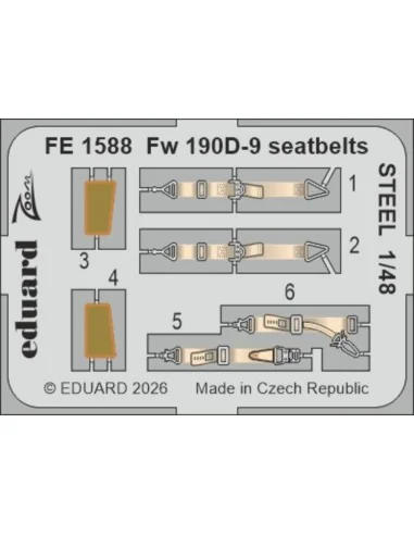 Fw 190D-9 seatbelts STEEL for Miniart, 1/48 - Eduard Accessories FE...
