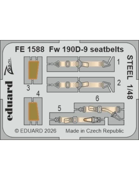 Fw 190D-9 seatbelts STEEL for Miniart, 1/48 - Eduard Accessories FE...