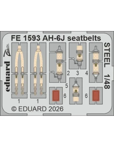 AH-6J seatbelts STEEL for ICM, 1/48 - Eduard Accessories FE1593