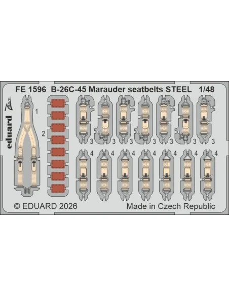 B-26C-45 Marauder seatbelts STEEL for ICM, 1/48 - Eduard Accessorie...