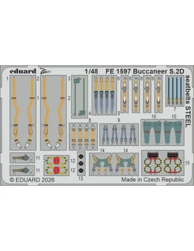 Buccaneer S.2D seatbelts STEEL for Trumpeter, 1/48 - Eduard Accesso...