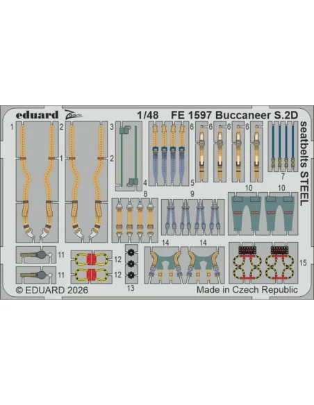 Buccaneer S.2D seatbelts STEEL for Trumpeter, 1/48 - Eduard Accesso...