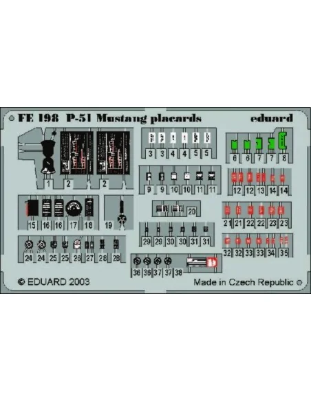 P-51 Mustang placards, 1/48 - Eduard Accessories FE198