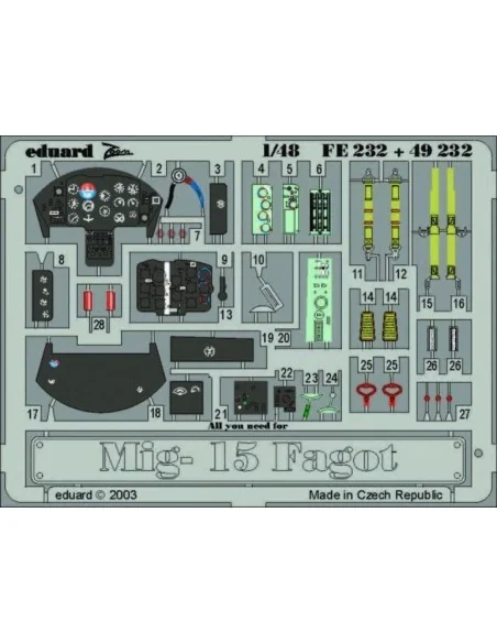 MiG-15 Fagot, 1/48 - Eduard Accessories FE232
