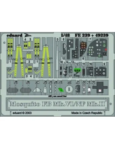 Mosquito FB Mk.VI/NF Mk.II, 1/48 - Eduard Accessories FE239
