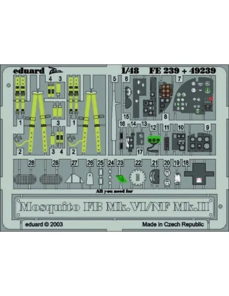 Mosquito FB Mk.VI/NF Mk.II, 1/48 - Eduard Accessories FE239
