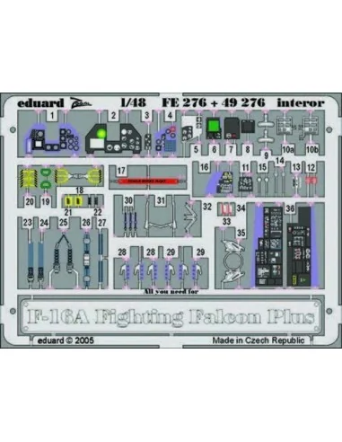 F-16A Plus Fighting Falcon interior, 1/48 - Eduard Accessories FE276