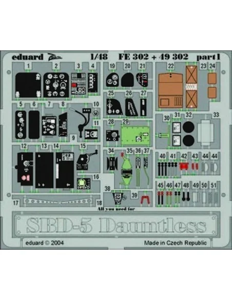 SBD-5 Dauntless, 1/48 - Eduard Accessories FE302