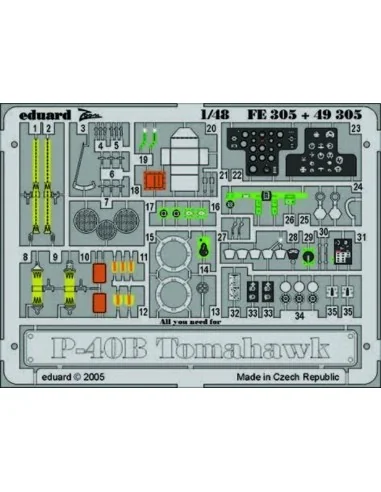 [NO_DESC] P-40B Tomahawk, 1/48 - Eduard Accessories FE305