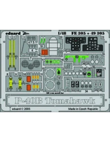 P-40B Tomahawk, 1/48 - Eduard Accessories FE305