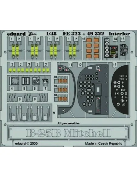 B-25B Mitchell interior für Accurate Miniatures Bausatz, 1/48 - Edu...