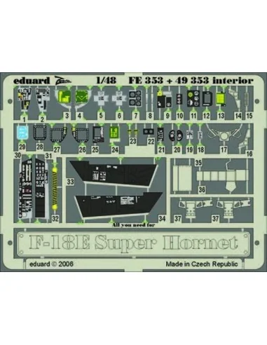 [NO_DESC] F-18E Super Hornet interior Für Hasegawa Bausatz., 1/48 -...