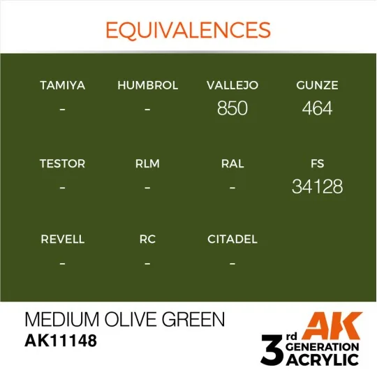 Medium Olive Green 17ml - AK Interactive AK11148 Medium Olive Green 17ml - AK Interactive AK11148