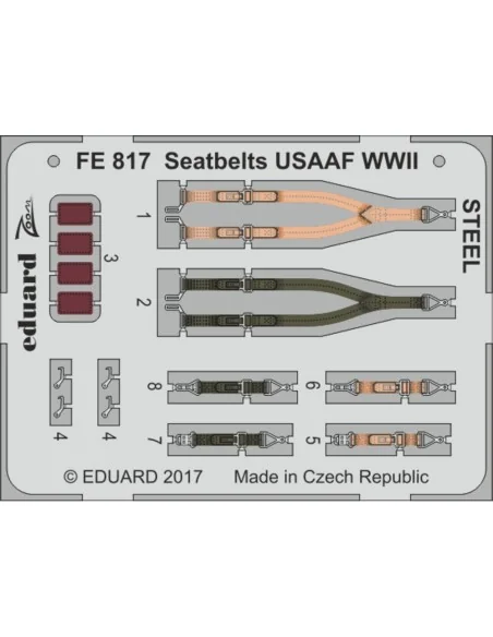 Seatbelts USAAF WWII STEEL, 1/48 - Eduard Accessories FE817